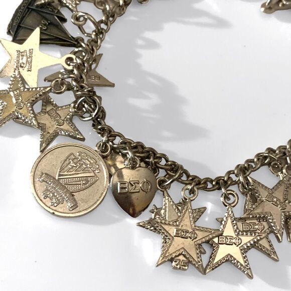Sterling Silver Beta Sigma Phi Sorority Star Heart Charm Bracelet - Picture 4 of 9